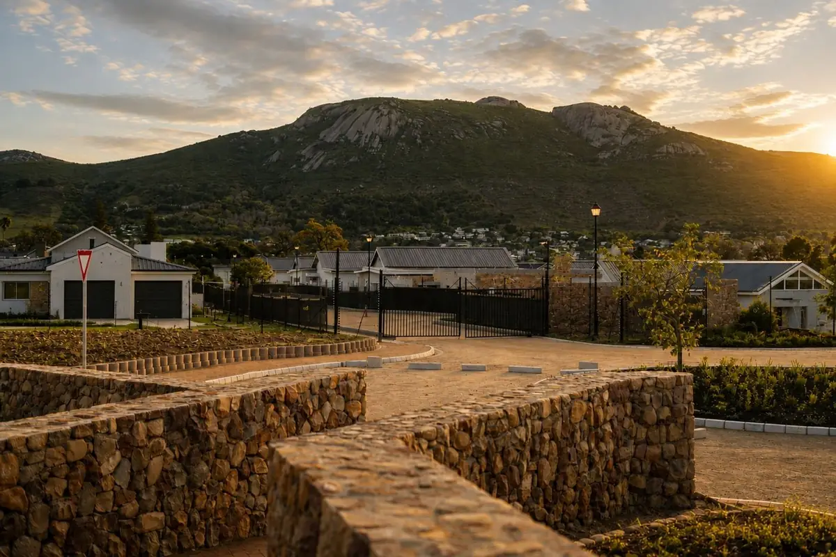 Sunset over the Boland mountains from the Lifestyle Centre