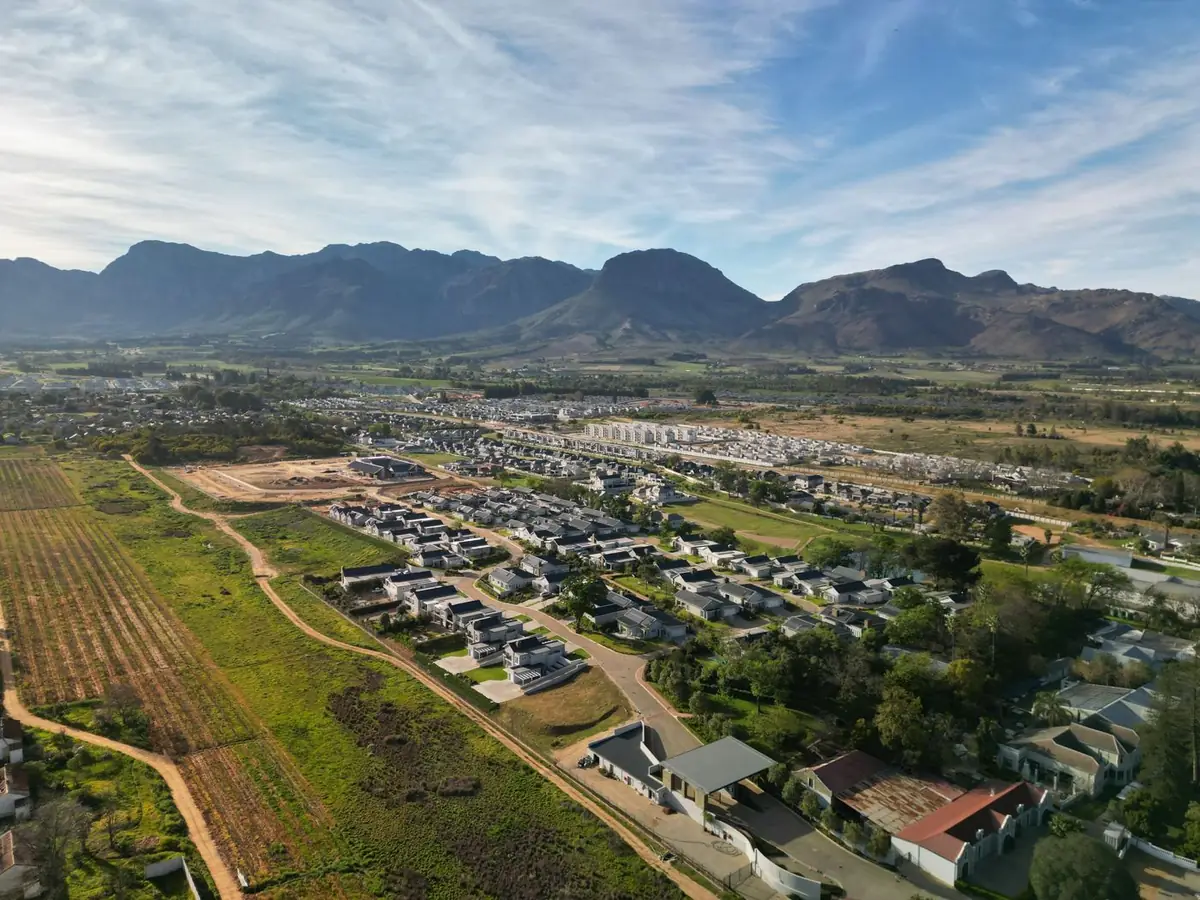 Aerial view of the Groot Parys vineyards and estate